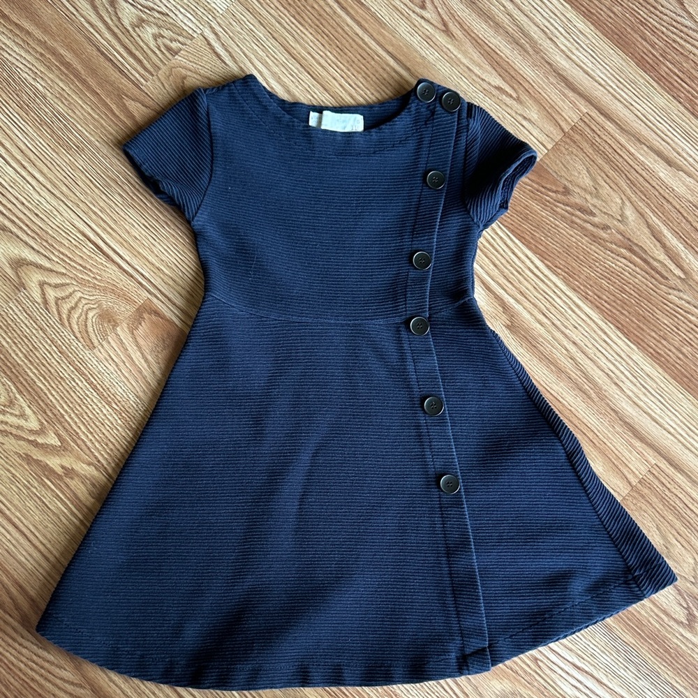 Zara Dark Blue Kids Dress with Buttons